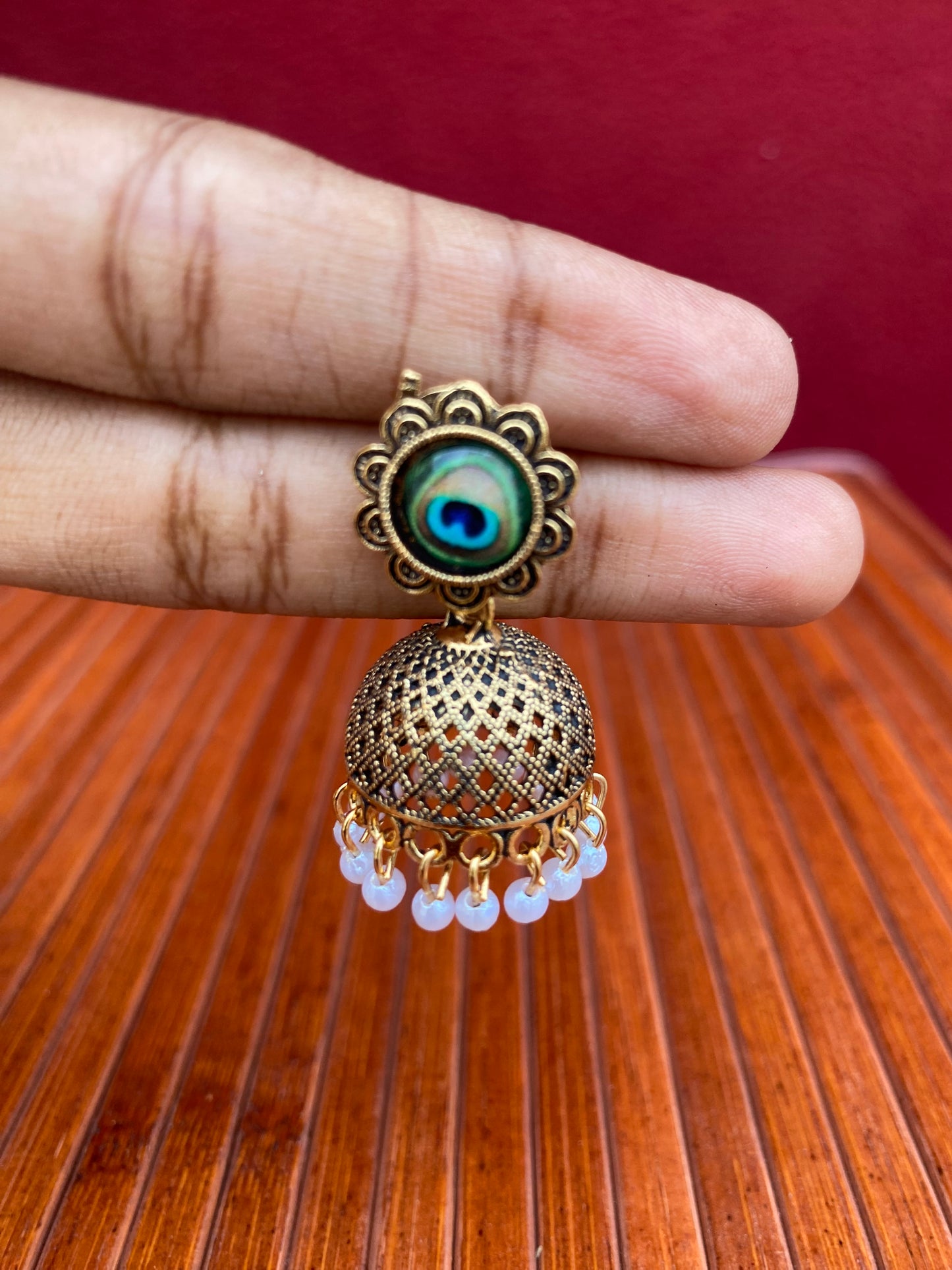 Antique Peacock Stud Jhumka