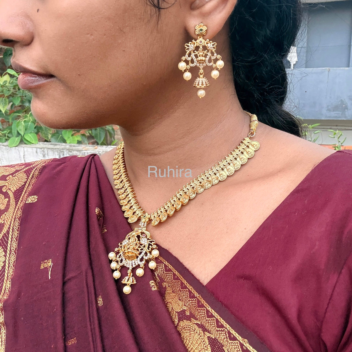 Bhavya Laxmi Coin Necklace set