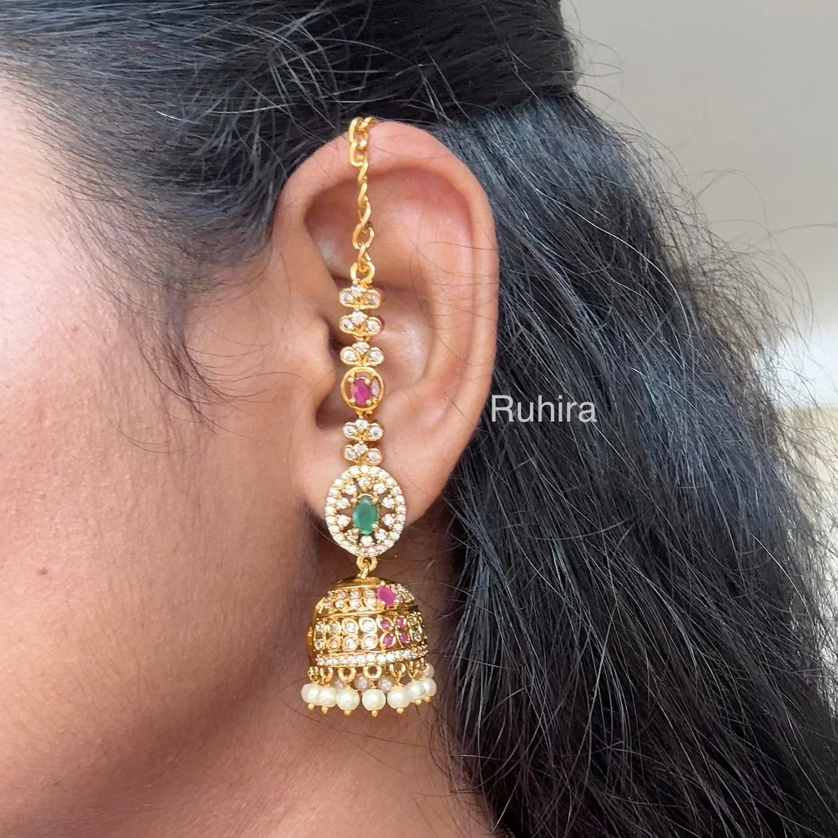 Niyara Jhumka with Earchains