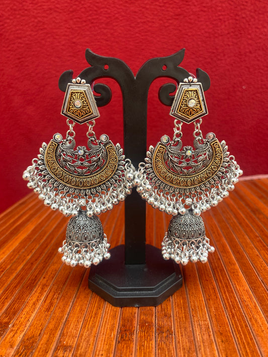 Two-tone Peacock Jhumka Earrings