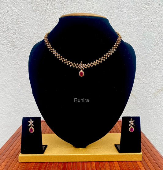 Crystal Crisscross Necklace Set
