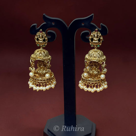 Goddess Lakshmi Temple Jhumka Earrings