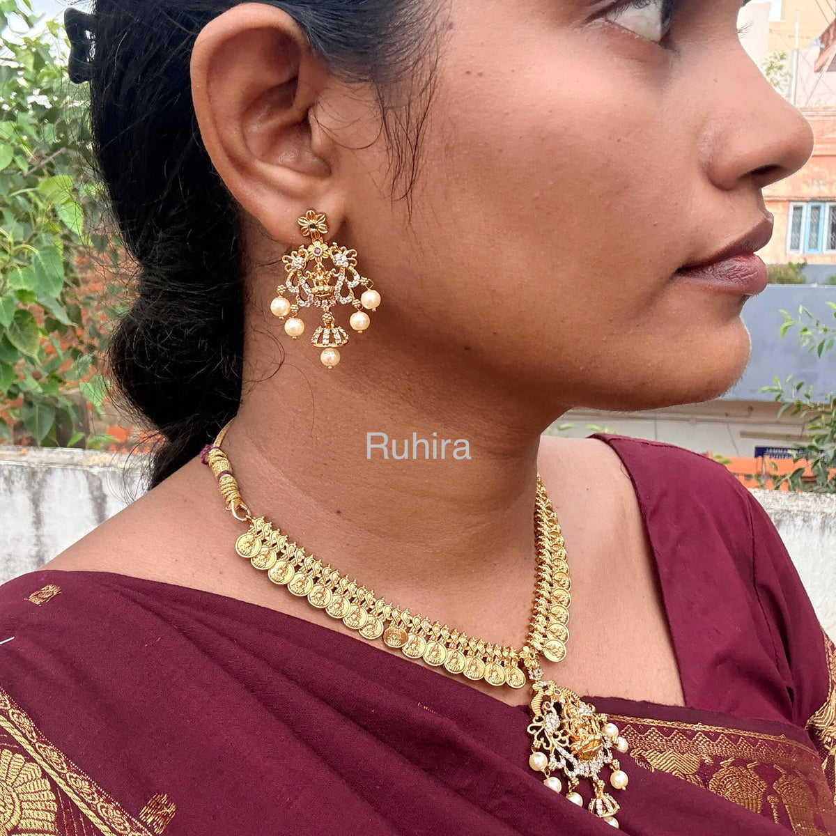 Bhavya Laxmi Coin Necklace set