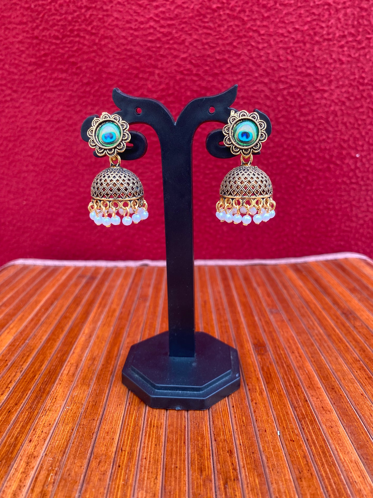 Antique Peacock Stud Jhumka