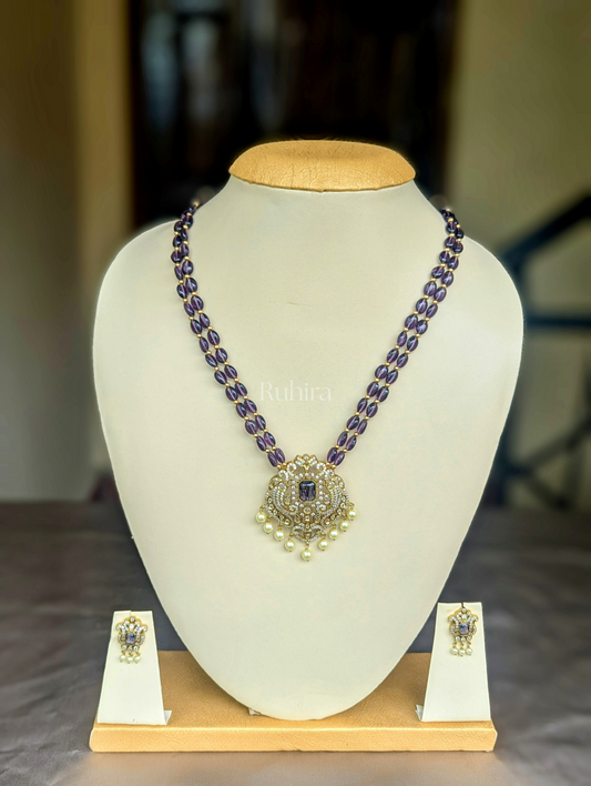 Amethyst Beaded Haaram with Victorian Pendant